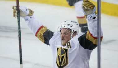 Jack Eichel scores twice and leads the Golden Knights to a 4-2 win over the Flames