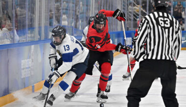 Verhoeff battling at the 2025 Hlinka Gretzky Cup