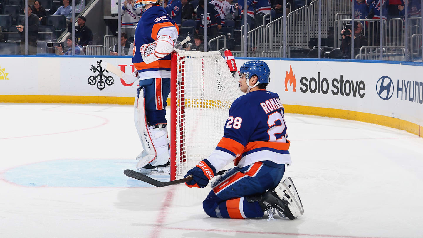 New York Islanders blueliner Alexander Romanov was on the wrong end of a frightening collision on Tuesday night in Dallas.