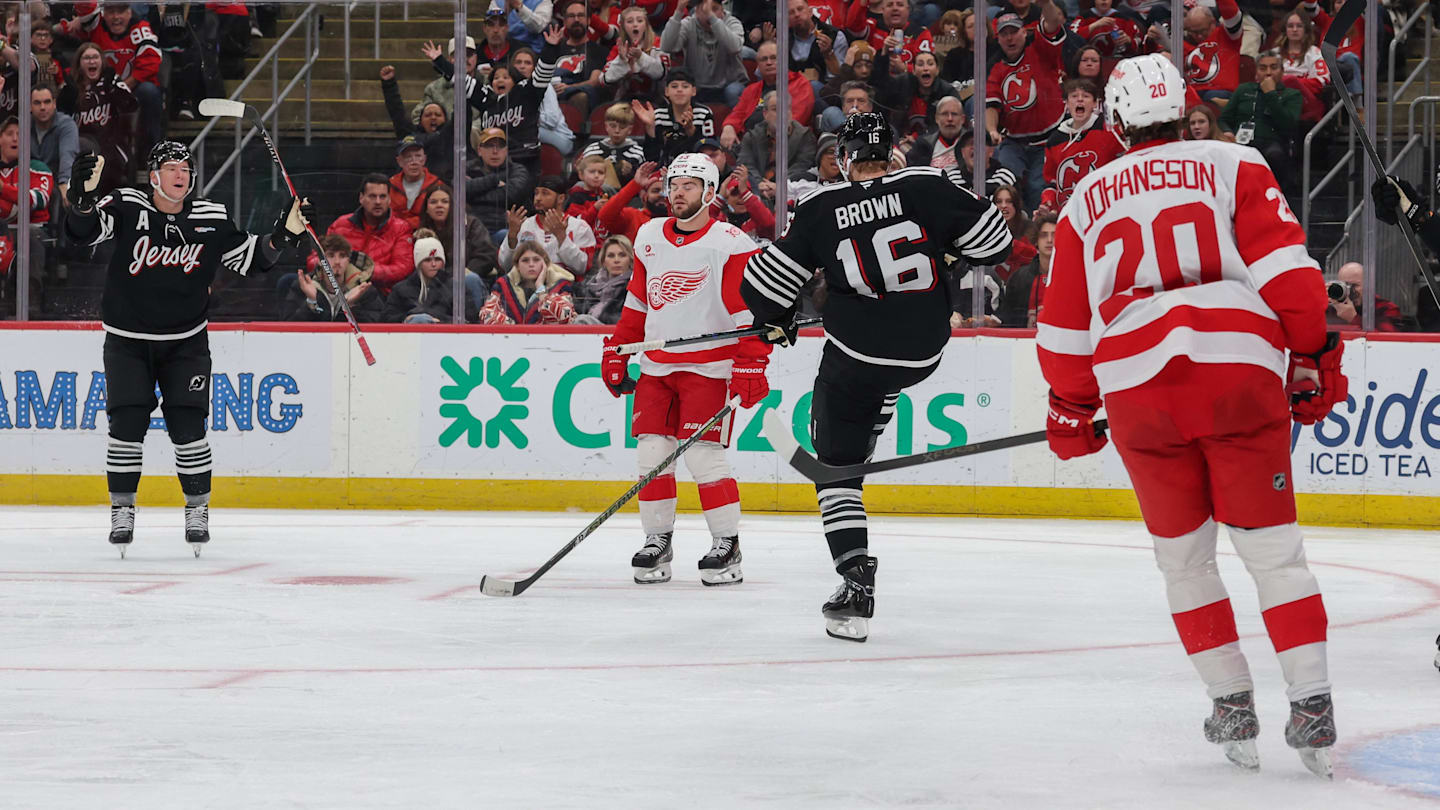 New Jersey Devils forward Connor Brown made the Detroit Red Wings pay for a costly defensive gaffe.