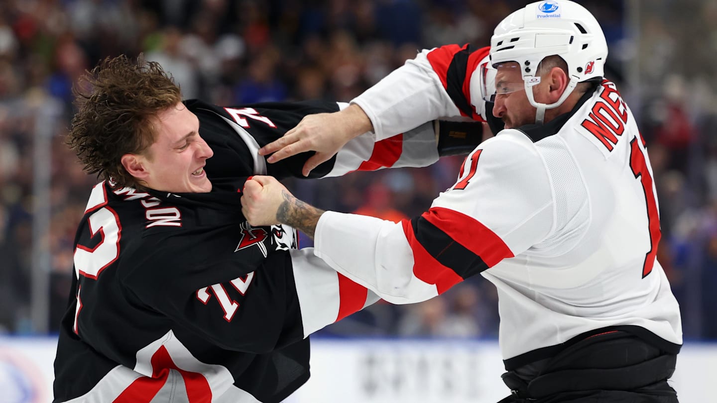 Buffalo Sabres forward Tage Thompson settled an old score with New Jersey Devils player Stefan Noesen.
