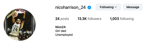 Harrison quickly updated his Instagram bio after his Mavericks exit