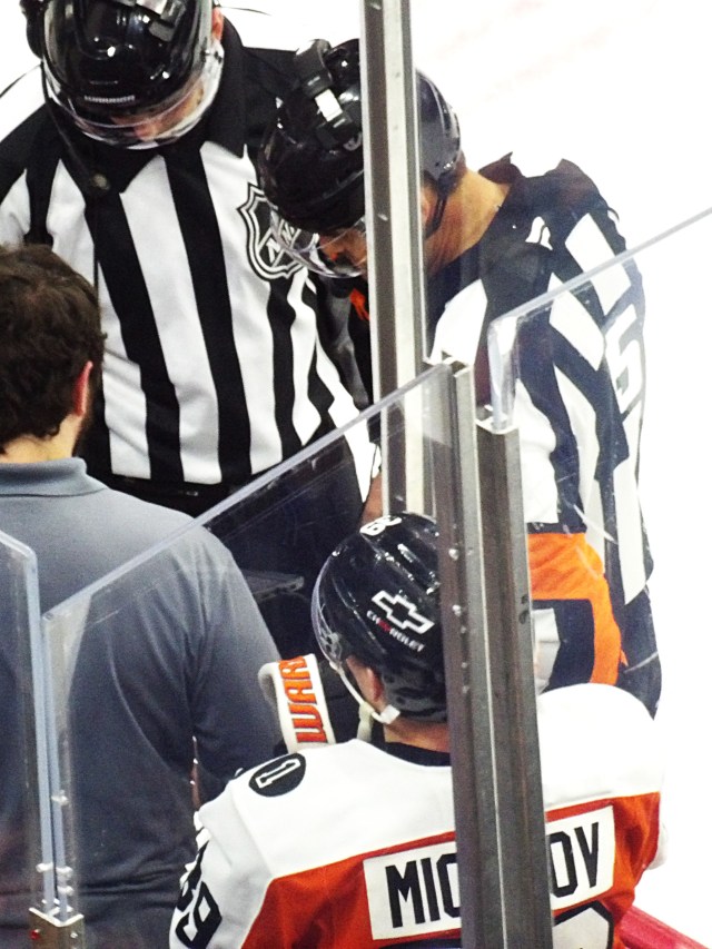 Flyers Michkov hit on Leafs Chris Taney