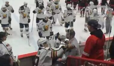 New York Islanders prospect Kashawn Aitcheson received a two-game suspension from the Ontario Hockey League for splashing a fan with a water bottle