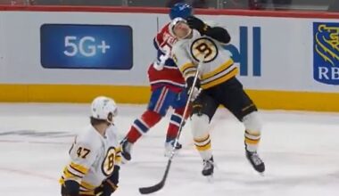 Boston Bruins star Charlie McAvoy was struck in the face by a puck on Saturday night