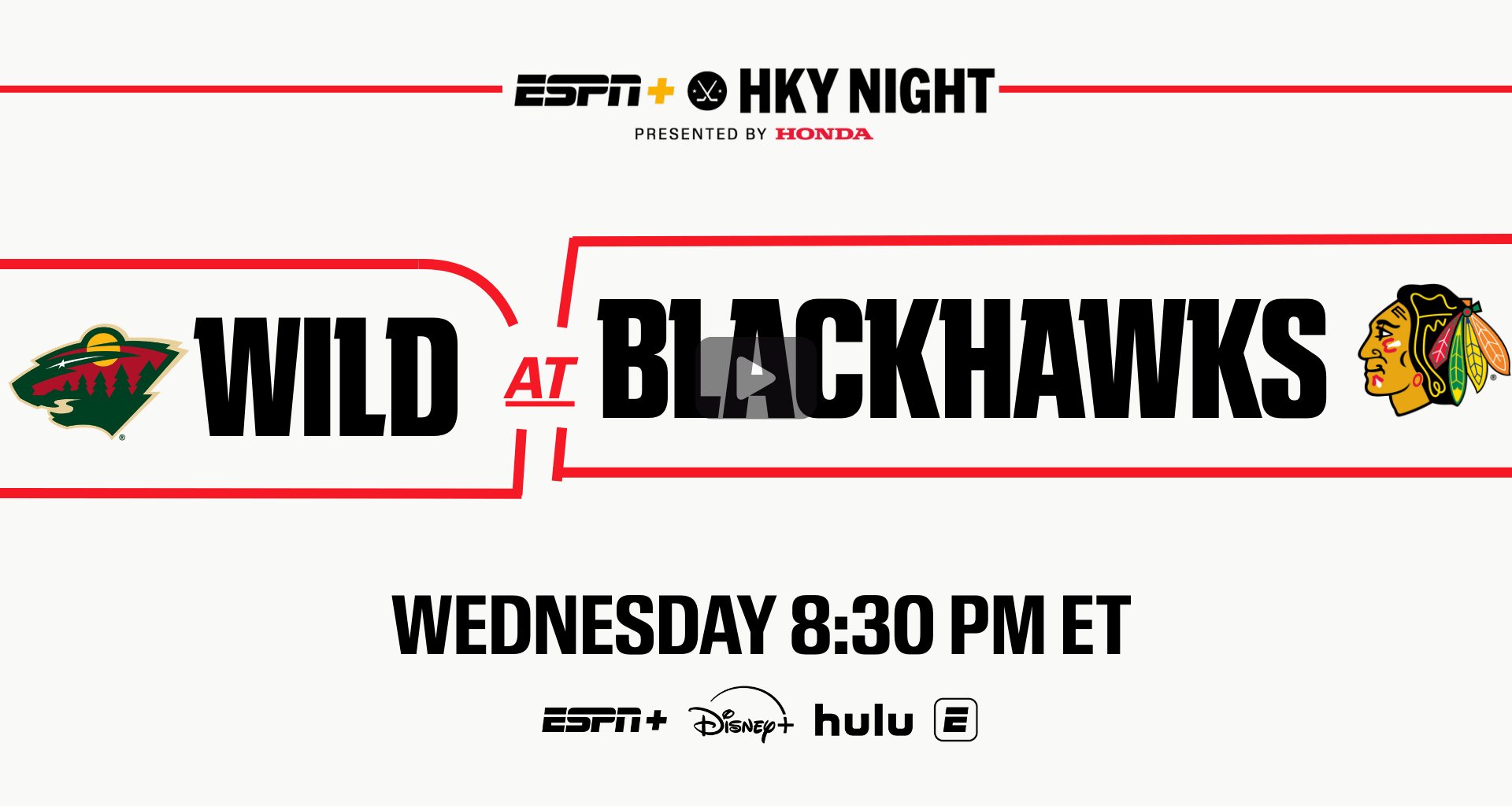 Minnesota Wild face off against the Chicago Blackhawks Wednesday exclusively on ESPN+, Disney+ and Hulu