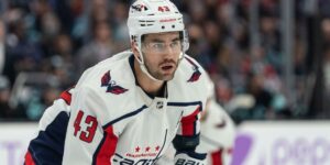 Tom Wilson skating for the Washington Capitals