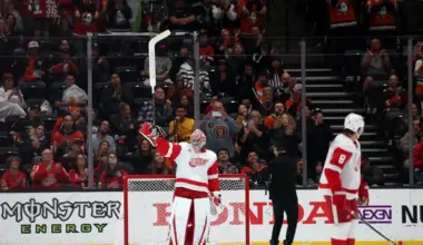 Tear-shedding scene involving Red Wings' John Gibson and a video tribute from the Ducks