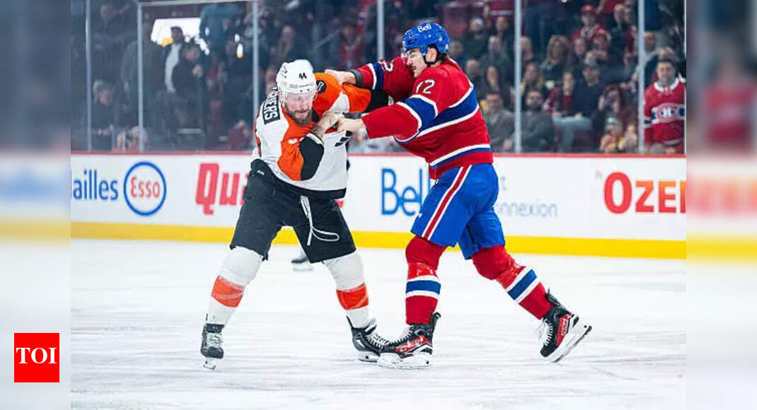 Arber Xhekaj and Nicolas Deslauriers exchange punches in the Montreal Canadiens vs the Philadelphia Flyers game | NHL News
