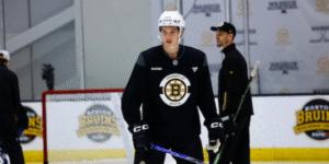 Vashek Blanar skating for the Boston Bruins at development camp