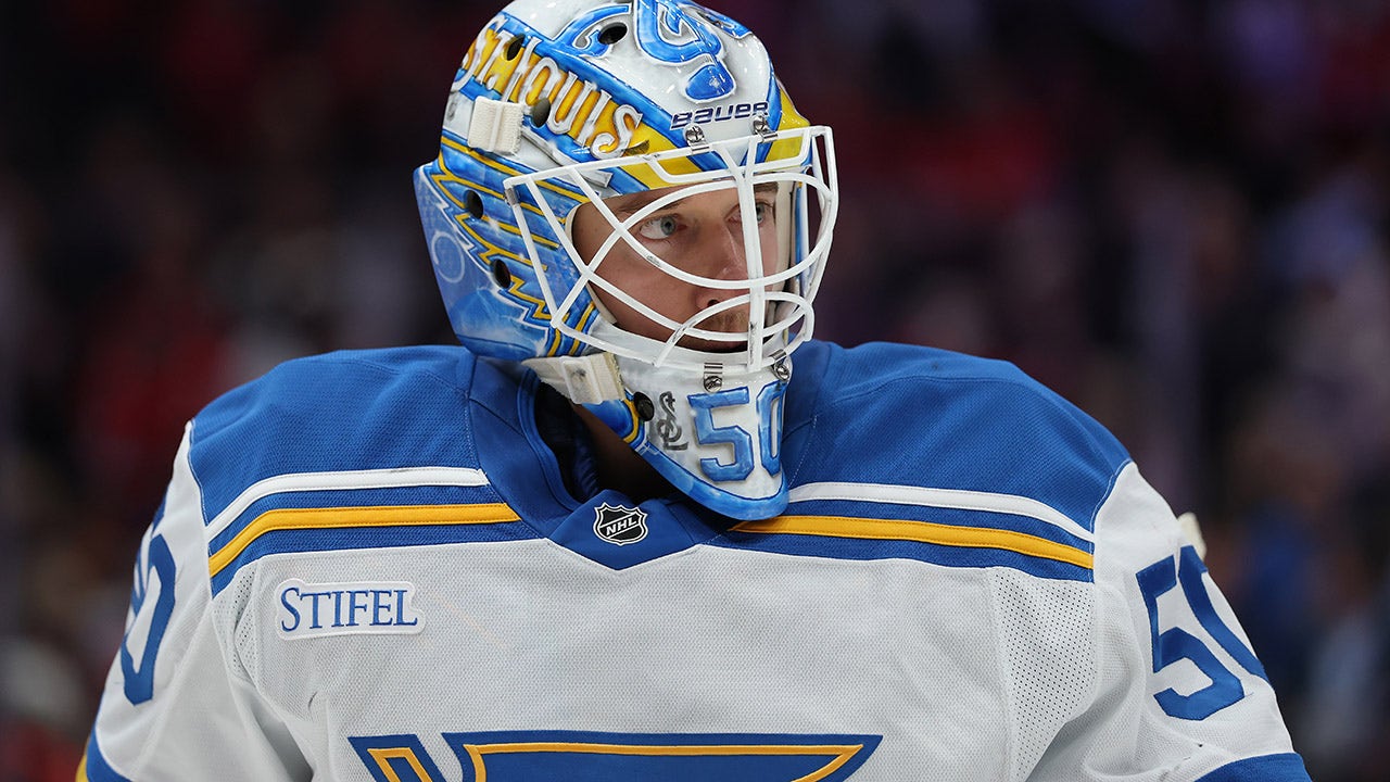 Blues' Jordan Binnington tries to pocket Alex Ovechkin's milestone goal