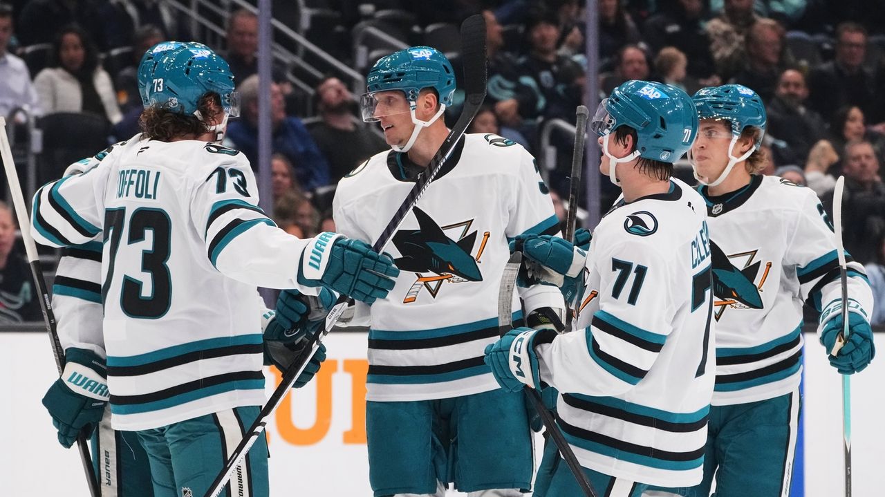 Celebrini leads Sharks to 6-1 win over Kraken