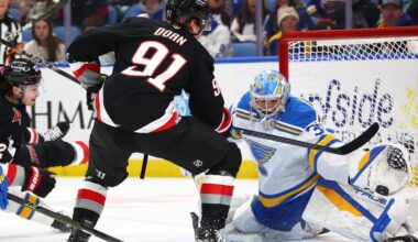 Hofer makes 28 saves and Joseph scores short-handed as Blues blank Sabres 3-0