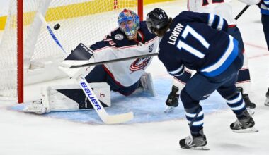 Winnipeg beats Columbus 5-2, as Adam Lowry scores 1st goal after return from surgery