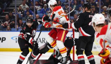 Morgan Frost breaks 3rd-period tie, NHL-worst Flames beat Sabres 6-2