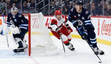 Jets goalie Comrie 'rock solid' despite 4-3 loss to Hurricanes, coach says
