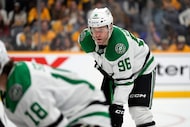 Dallas Stars right wing Mikko Rantanen (96) plays against the Nashville Predators during the...