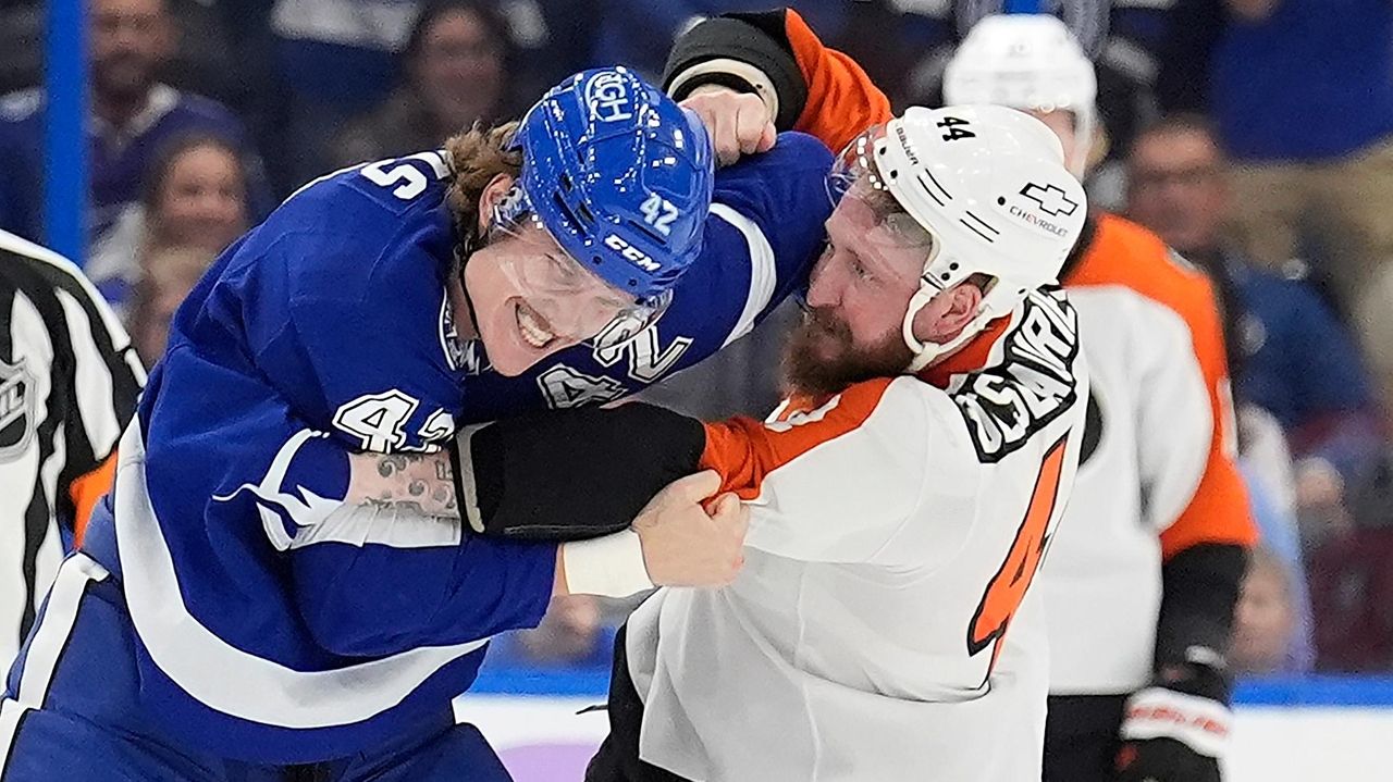 Vasilevskiy makes 20 saves, Hagel has 2 goals and an assist in Lightning's 3-0 win over Flyers