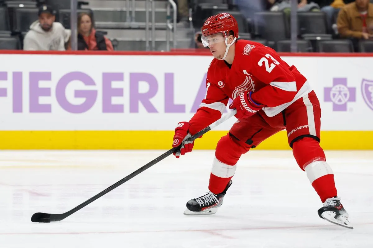 Red Wings' Lucas Raymond is the latest victim of targeting from Devils on Monday