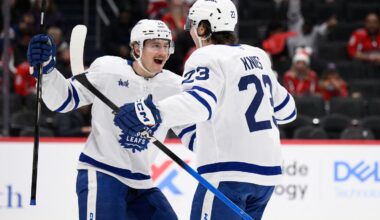 Jakob Chychrun scores as the Capitals rally past the Maple Leafs 4-2