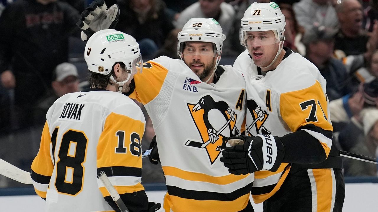 Letang scores in OT, Crosby nets 2 as Penguins beat Blue Jackets 4-3