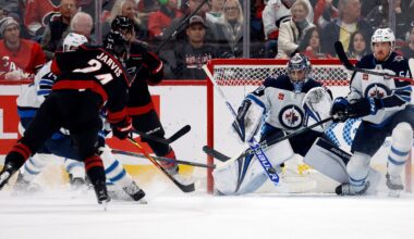 Jarvis scores a hat trick as Hurricanes pull away in third period to beat Jets 5-1