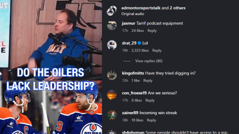 Screenshot of Leon Draisaitl's comment under post questioning Oilers leadership