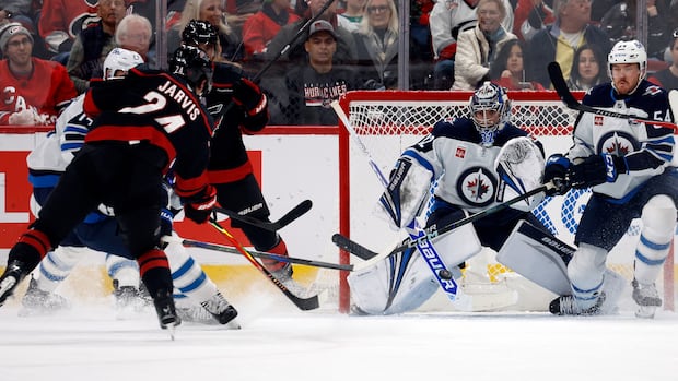 Winnipegger Seth Jarvis notches hat trick to lead Carolina Hurricanes past Jets 5-1
