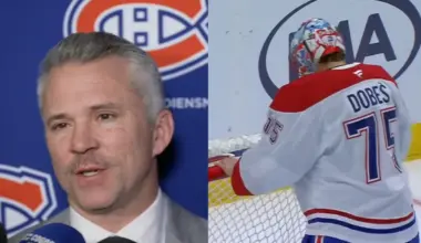 Why Martin St-Louis kept Jakub Dobes in net during the 7-2 loss to the Avalanche