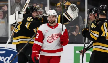 Red Wings' Alex DeBrincat completes historic milestone against the Bruins on Saturday