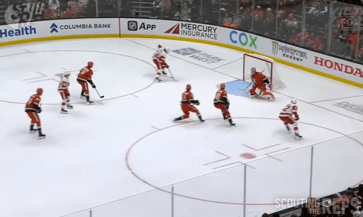 Wings’ Seider Loses Goal to ‘Distinct Kicking Motion’ vs. Ducks