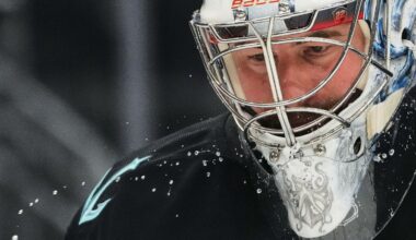 Grubauer stops all 19 shots in relief as the Kraken beat the Sharks 4-1