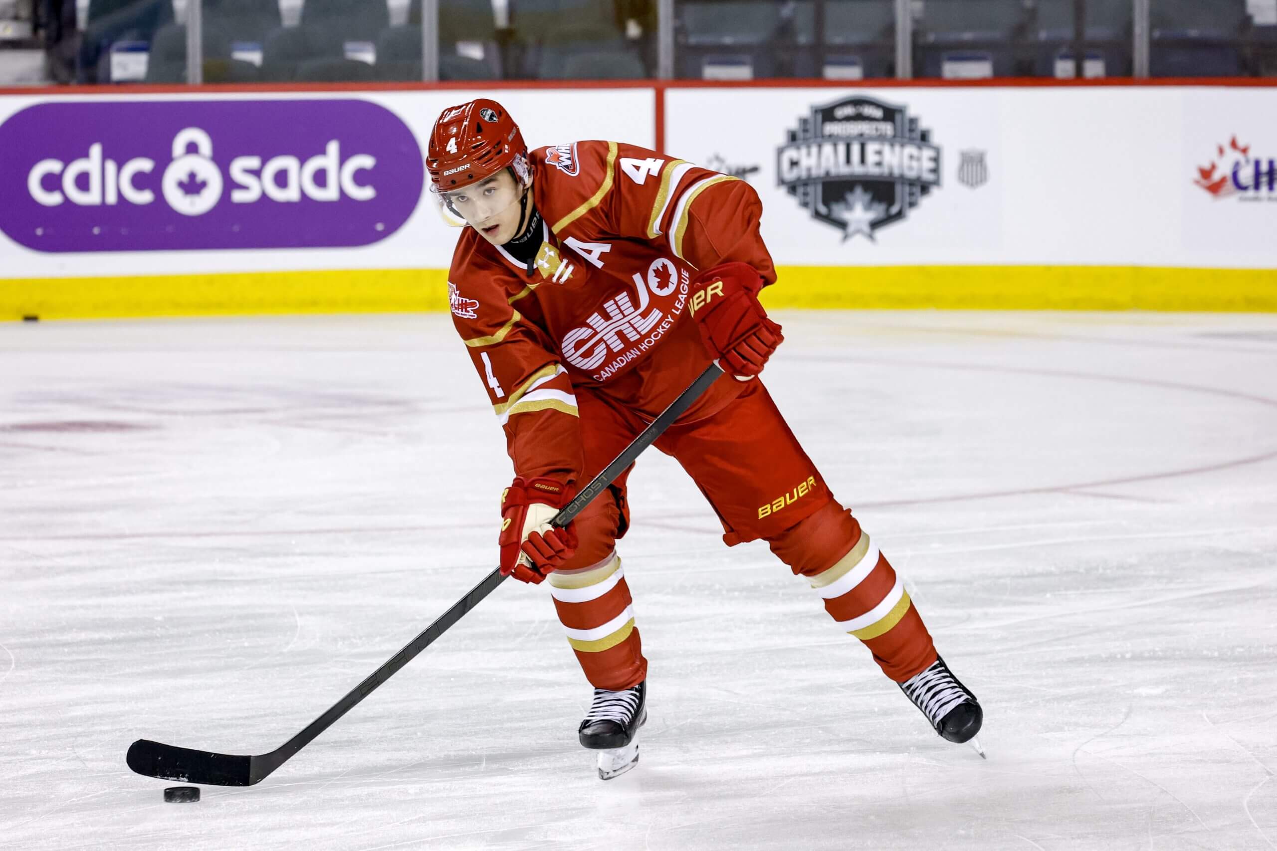 Ryan Lin skates in the CHL USA Prospects Challenge.