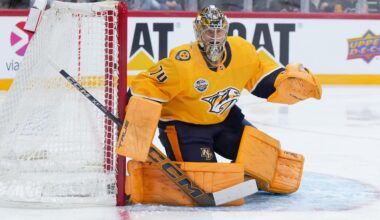 Juuse Saros' New Hockey Fights Cancer Goalie Mask Revealed in Photos for Predators