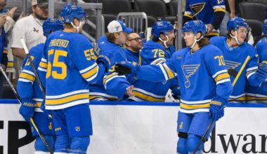 Blues finding right fourth-line mix as streaking Flyers visit