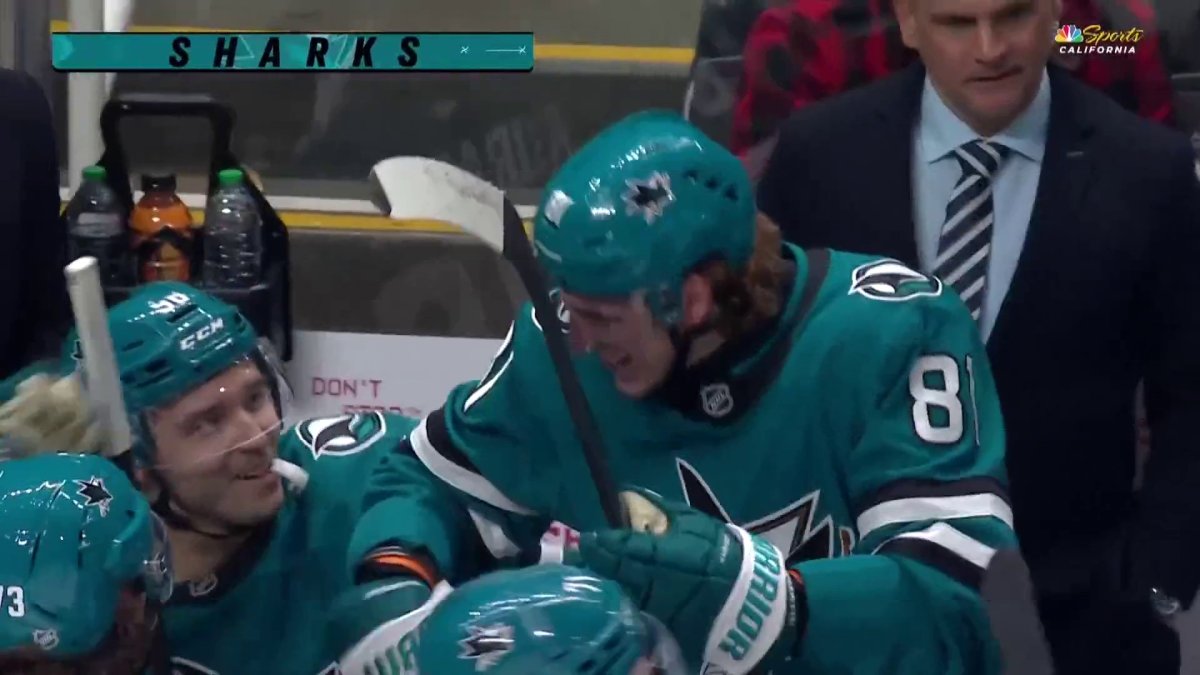 Adam Gaudette gives Sharks lead after review confirms goal – NBC Sports Bay Area & California