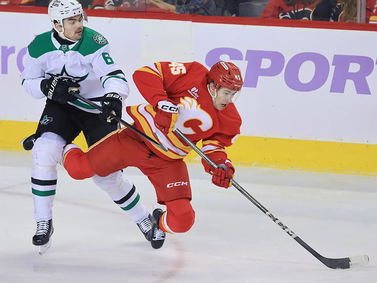 Flames return forward call-up Sam Morton to AHL’s Wranglers