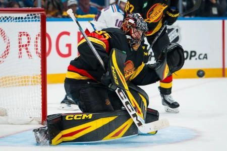 Vancouver Canucks goaltender Thatcher Demko. Vancouver Canucks goaltender Thatcher Demko.
