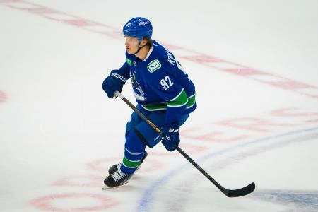 Vitali Kravtsov in preseason action for the Vancouver Canucks.