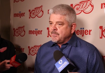 Detroit Red Wings head coach Todd McLellan in a press conference.