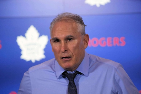 Jan 14, 2025; Toronto, Ontario, CAN; Toronto Maple Leafs head coach Craig Berube addresses the media following a loss to the Dallas Stars at Scotiabank Arena. Mandatory Credit: John E. Sokolowski-Imagn Images