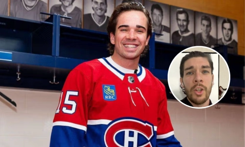 Canadiens forward Alex Newhook (left) Sports journalist Anthony Martineau Canadiens forward Alex Newhook (left) Sports journalist Anthony Martineau