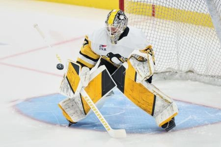 Arturs Silovs with the Pittsburgh Penguins. Arturs Silovs with the Pittsburgh Penguins.
