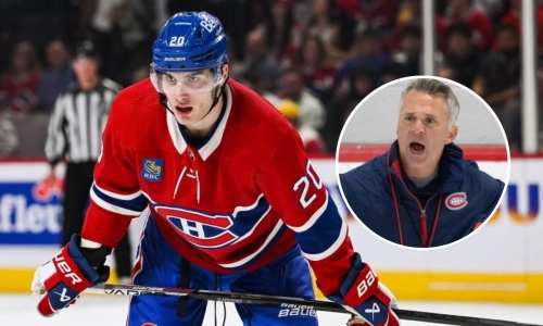 Canadiens' Juraj Slafkovsky and Martin St. Louis
