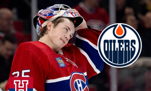 Samuel Montembeault and Edmonton Oilers Logo