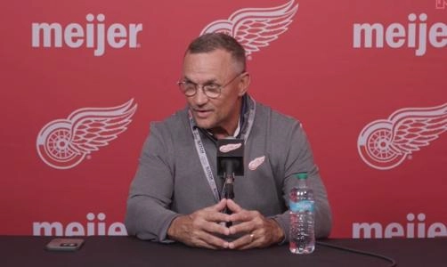 Detroit Red Wings GM Steve Yzerman in a press conference. Detroit Red Wings GM Steve Yzerman in a press conference.