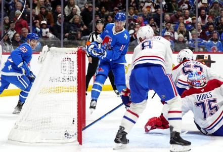 Nov 29, 2025; Denver, Colorado, USA; Colorado Avalanche center Brock Nelson (11) scores a hat trick goal in the second period against the Montreal Canadiens at Ball Arena. Mandatory Credit: Ron Chenoy-Imagn Images Nov 29, 2025; Denver, Colorado, USA; Colorado Avalanche center Brock Nelson (11) scores a hat trick goal in the second period against the Montreal Canadiens at Ball Arena. Mandatory Credit: Ron Chenoy-Imagn Images