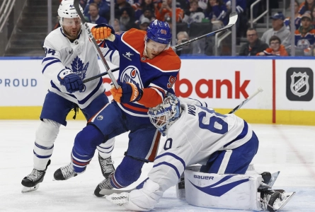 Joseph Woll playing against the Oilers
