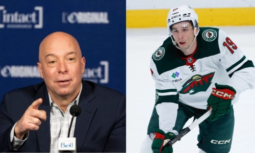 Canadiens GM Kent Hughes (left) Tyler Pitlick (right)