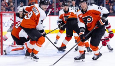 Flyers shoot, they score, again and again. Michkov, Foerster twice, score 3 goals in 26 seconds |